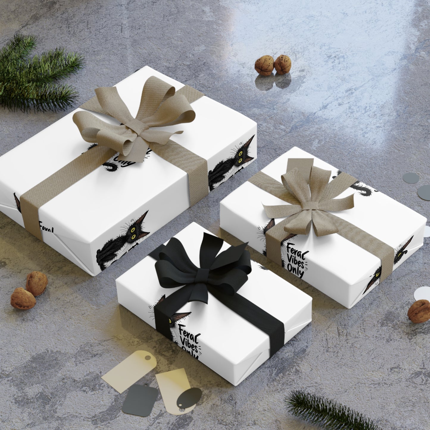 Black Cat Gift Wrap Roll — "Fur-ever Yours" Cute Spooky Wrapping Paper for Halloween & Cat Lovers