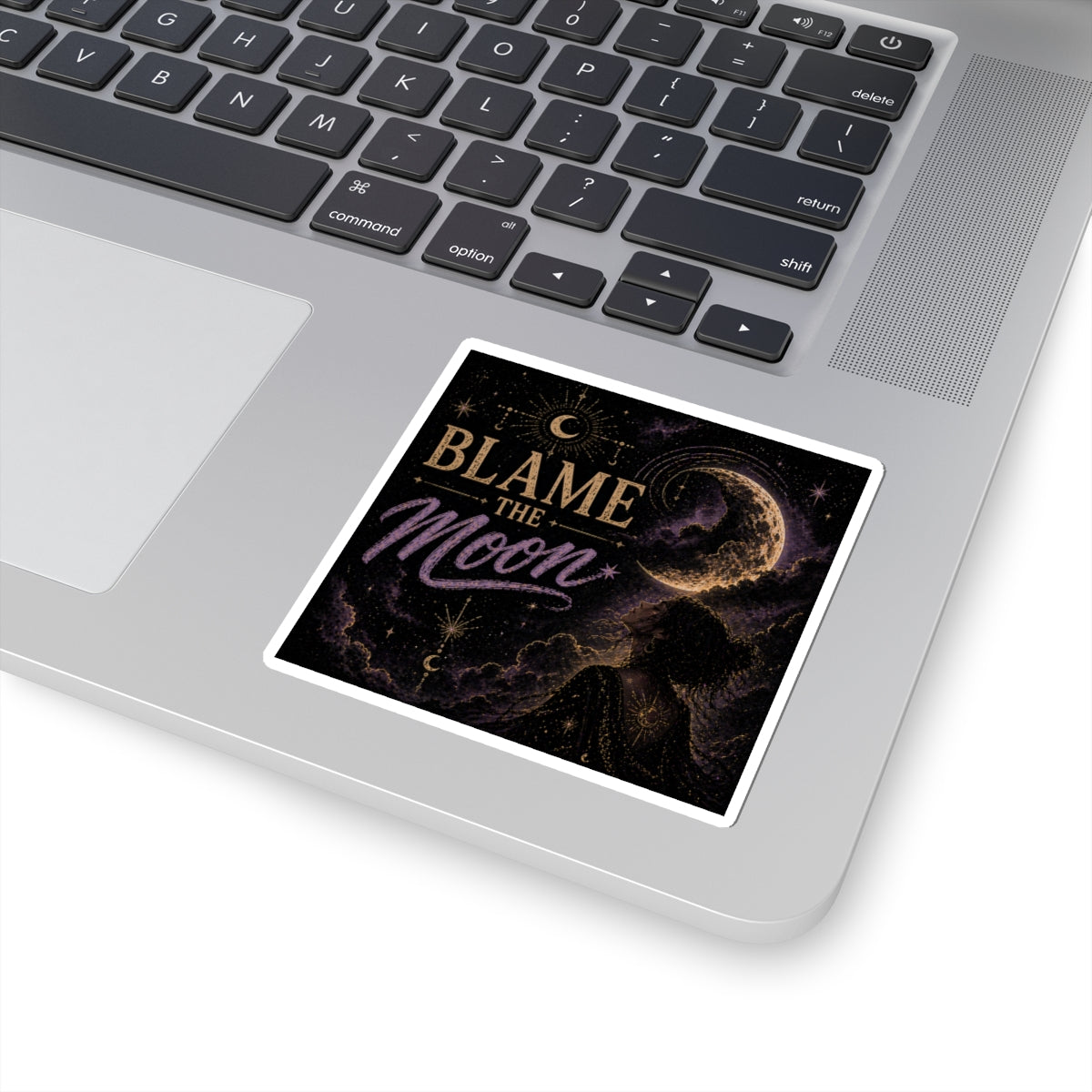 Blame the Moon Kiss-Cut Sticker — Mystic Celestial Moonlight Design