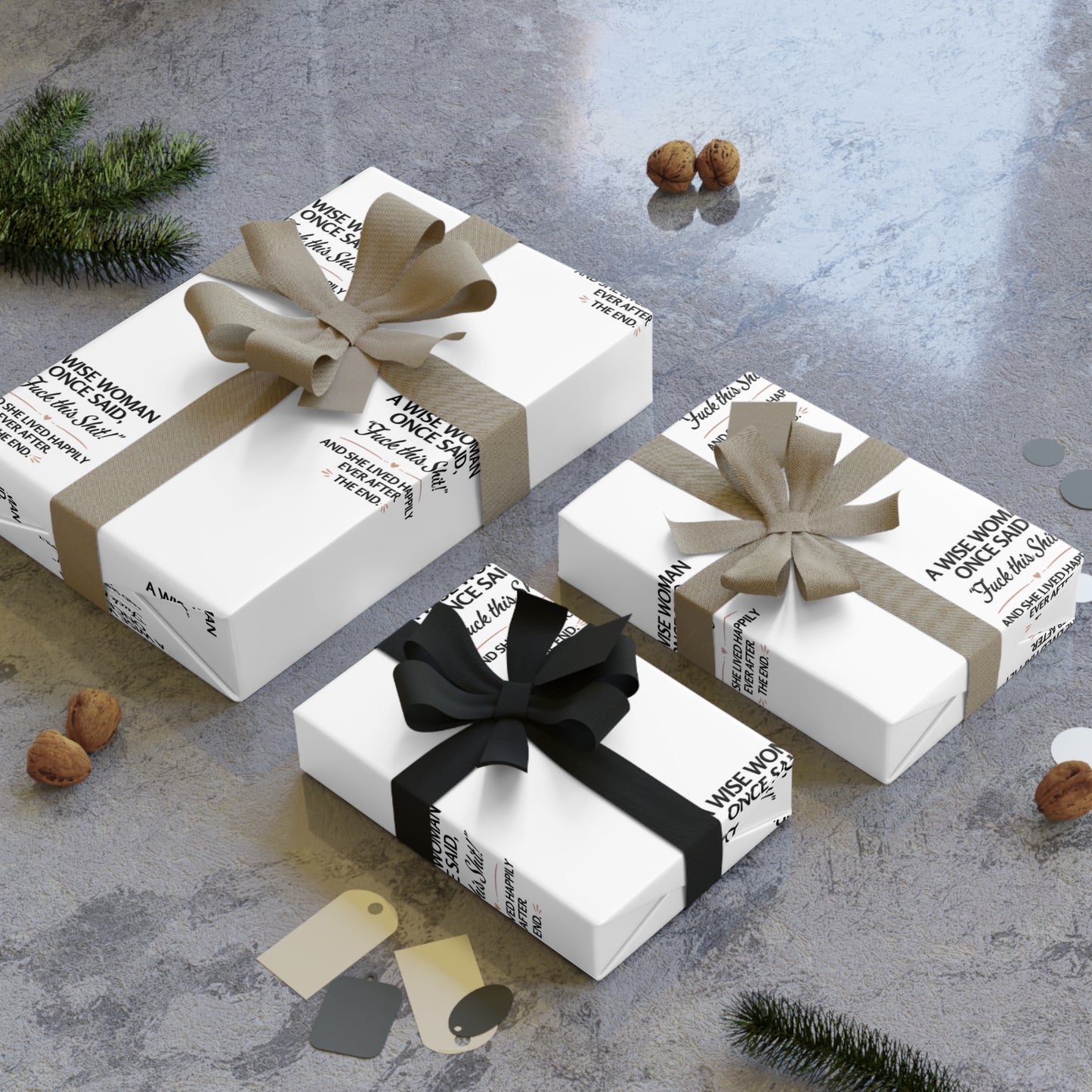 Minimalist 'A Nice Woman Once Lived Here' Gift Wrapping Paper Roll