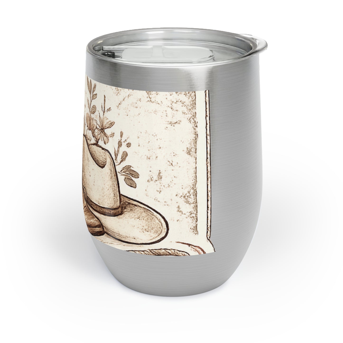 Feminie Western Chill Wine Tumbler with Boots, Hat and Rose detail