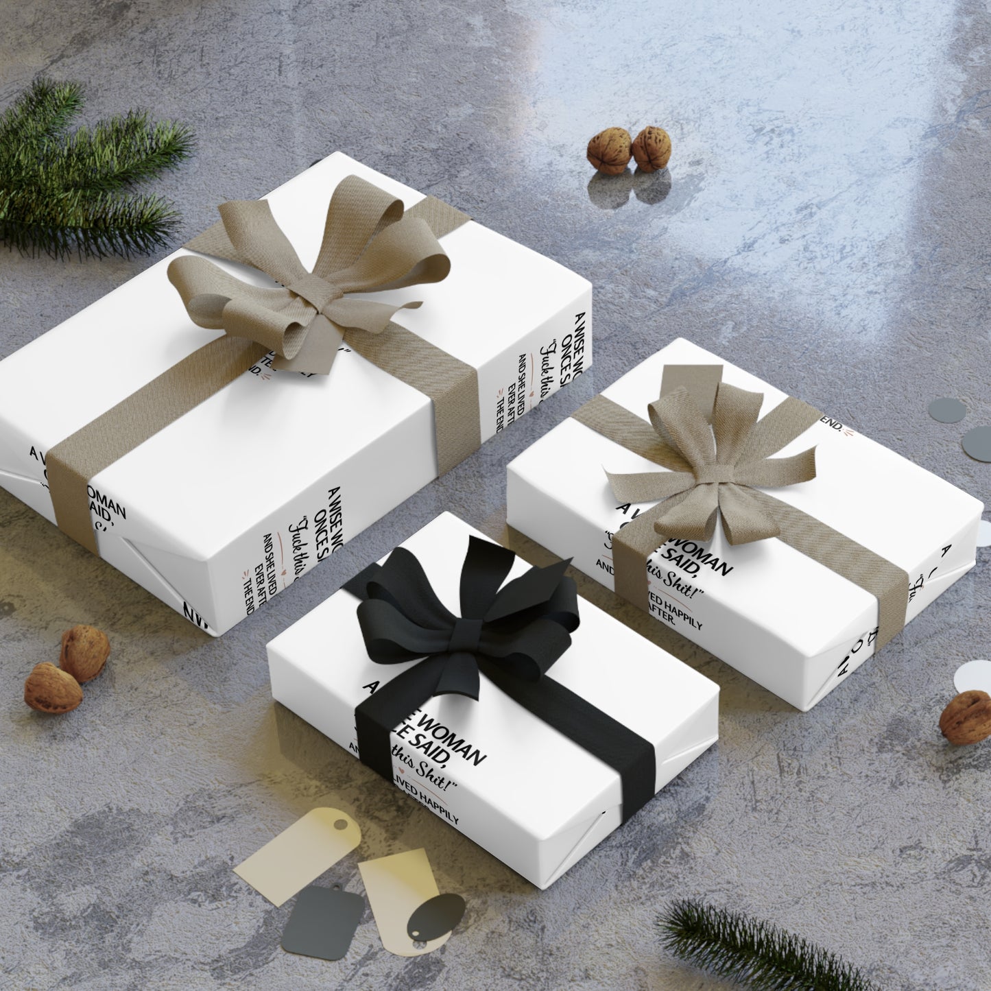 Minimalist 'A Nice Woman Once Lived Here' Gift Wrapping Paper Roll