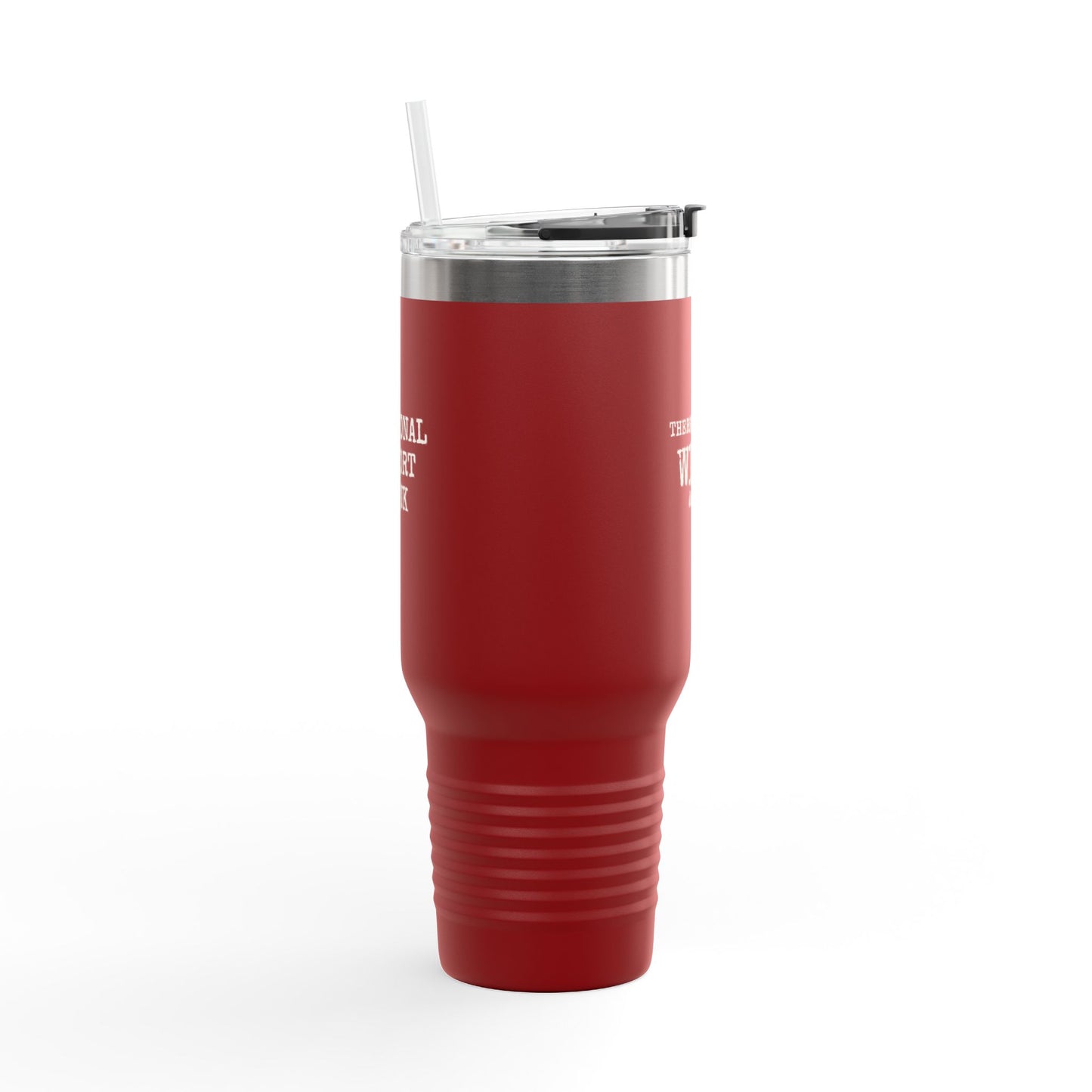 Insulated 40oz Travel Mug – "There Might Be Wine In Here" Red Tumbler with Straw/Handle