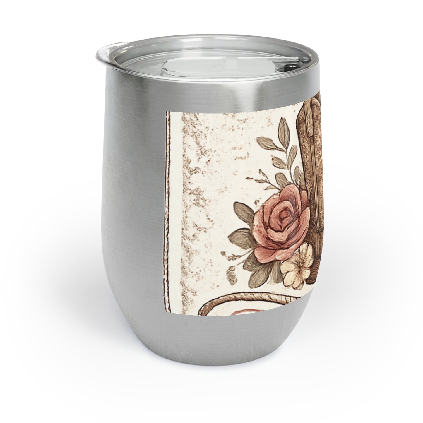 Feminie Western Chill Wine Tumbler with Boots, Hat and Rose detail