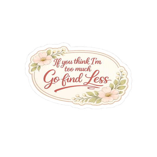 If You Think I’m Too Much, Go Find Less