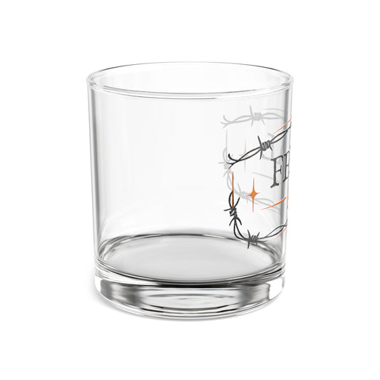 Rocks Glass – “FERAL AF” Barbed Wire Whiskey Glass, 10 oz