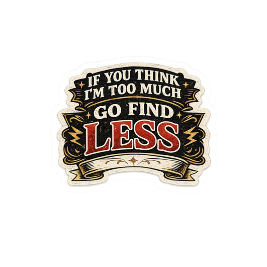 If You Think I'm Too Much, Go Find Less