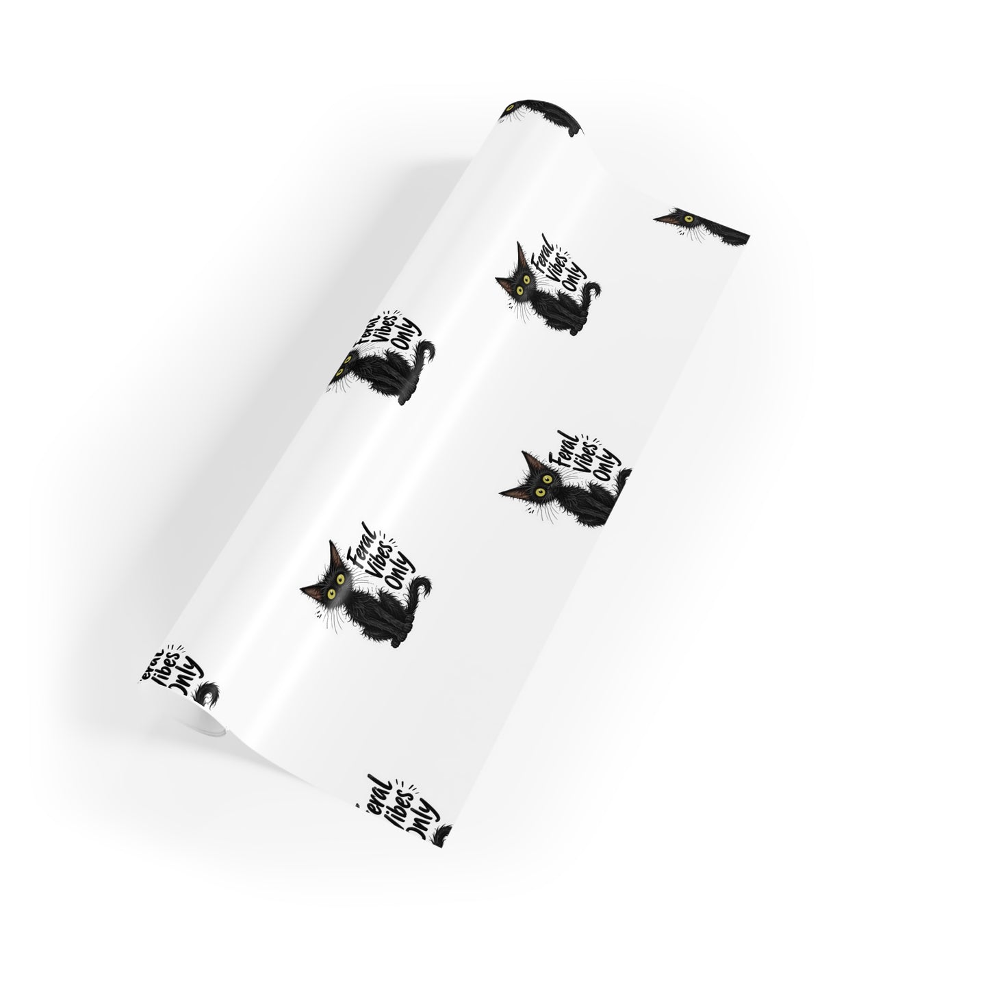 Black Cat Gift Wrap Roll — "Fur-ever Yours" Cute Spooky Wrapping Paper for Halloween & Cat Lovers